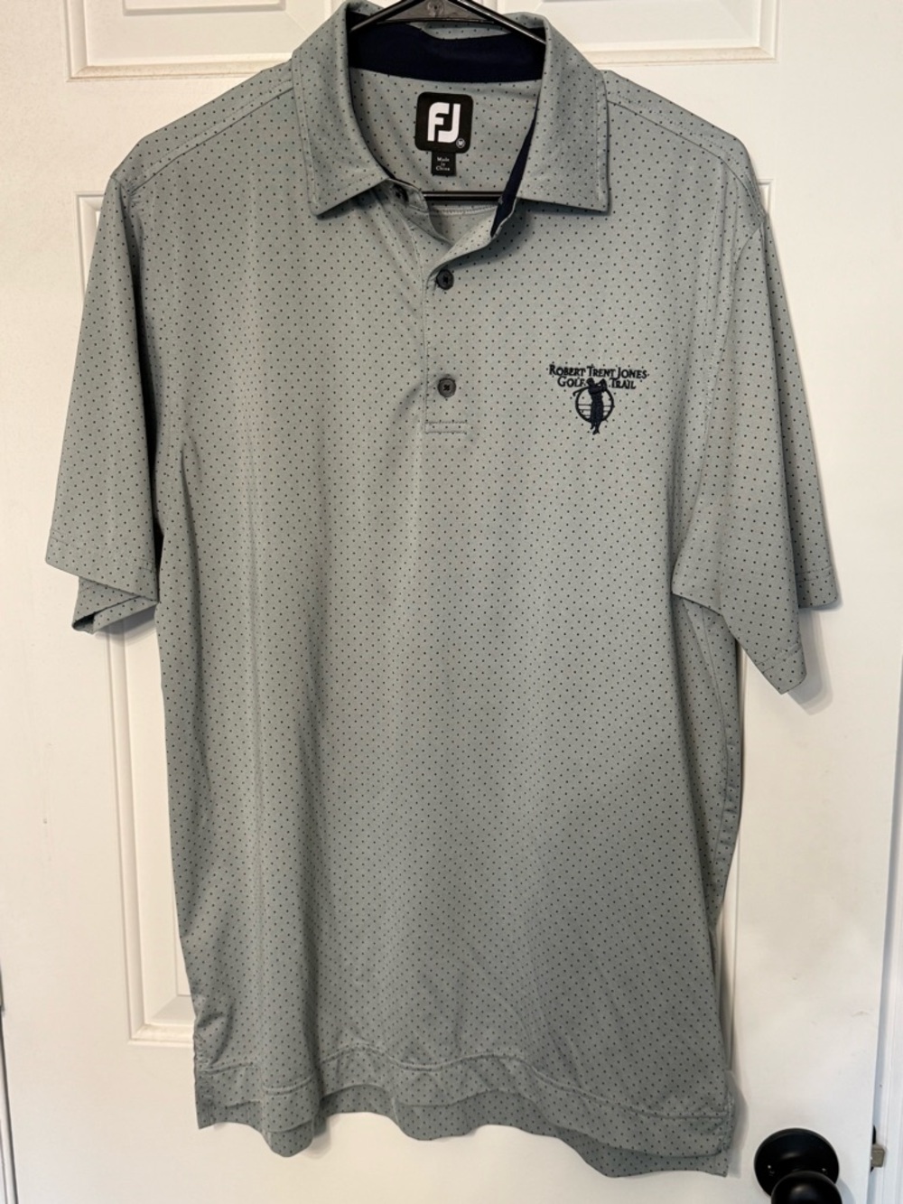 FootJoy Men's Light Gray Dotted Performance Polo Shirt - Robert Trent Jones